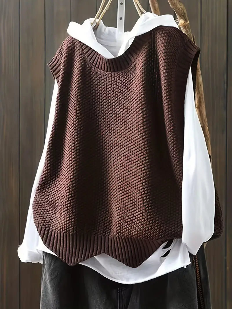Variant image for Damenpullover Ärmellos Rundhalsausschnitt Baumwolle Modern-1