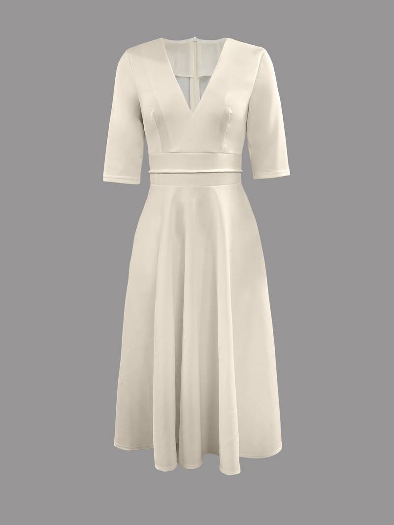 Damen A-Linien Swing Kleid Retro-Stil 100% Baumwolle für Hochzeitsgast Sommer- und Abendkleider 4