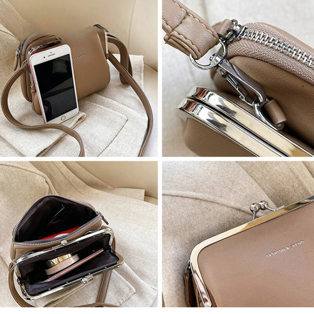 Damen Handtasche Casual Hochwertiges Kunstleder mit Praktischem Clip 6