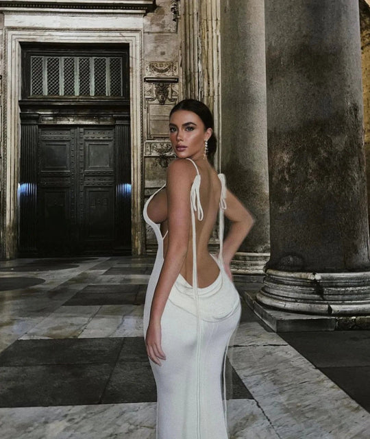 Variant image for Damen Maxikleid Schwarz Rückenfrei Elegantes Stretchstoff Langes Kleid-10