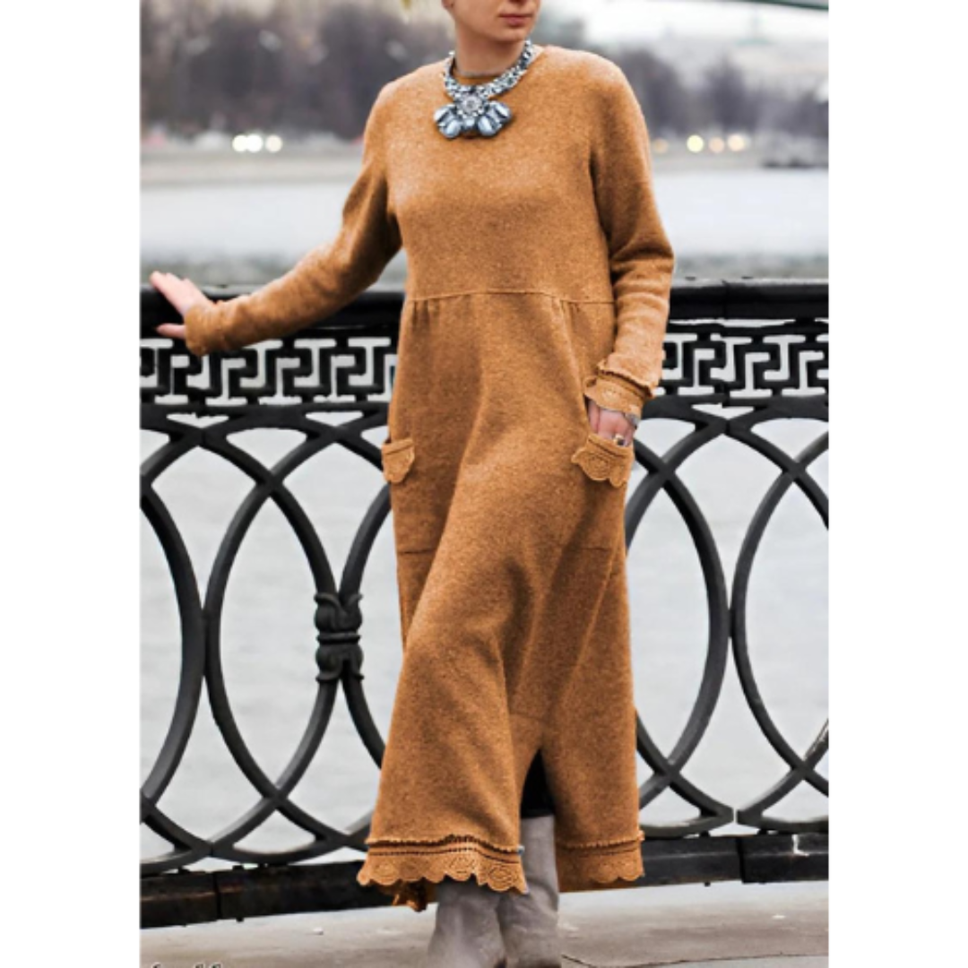 Variant image for Damen Maxi Kleid Elegantes Design Bequem Warmer Stoff-43