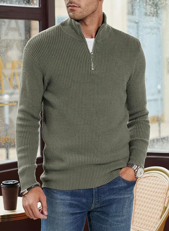 Herrenpullover Zipper Italienisches Design Baumwollmischung-3