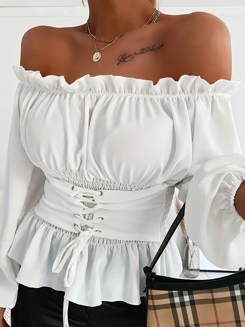 Variant image for Damenbluse Elegante Rüschendetails Hochwertige Baumwollmischung-9