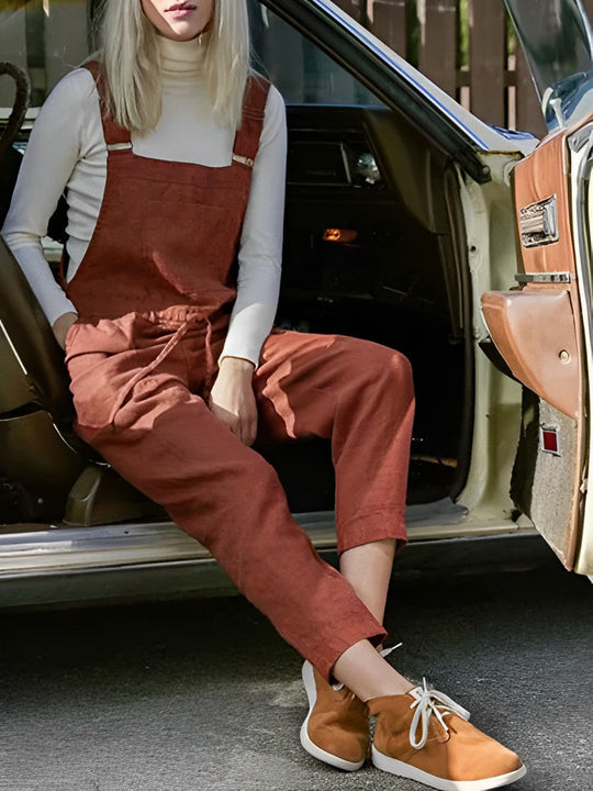Damen Jumpsuit Lässiger Sommer Stil Atmungsaktive Baumwolle 2