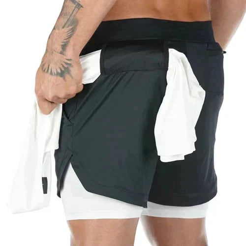 Herren Sportshorts 2-in-1 Mit Feuchtigkeitsregulierung Atmungsaktiv Polyester 5