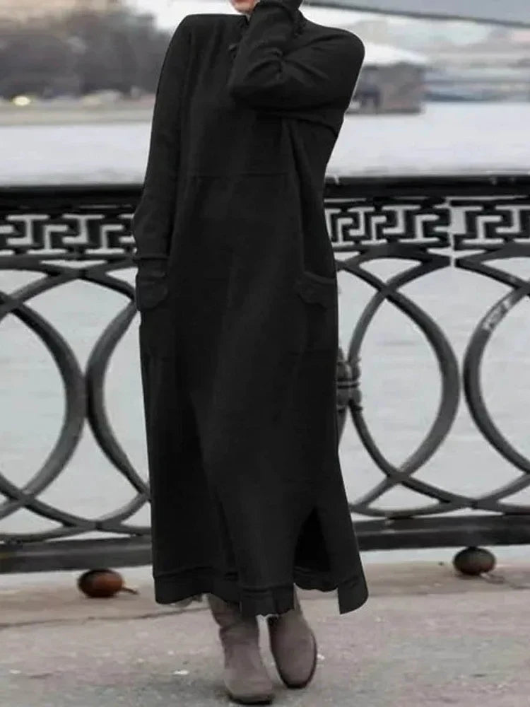 Variant image for Damen Maxi Kleid Elegantes Design Bequem Warmer Stoff-8