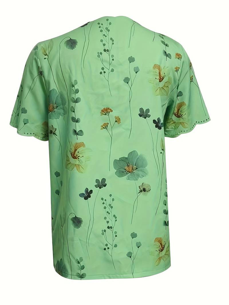 Variant image for Damenbluse Lockere Passform Blumendruck 100% Baumwolle-41