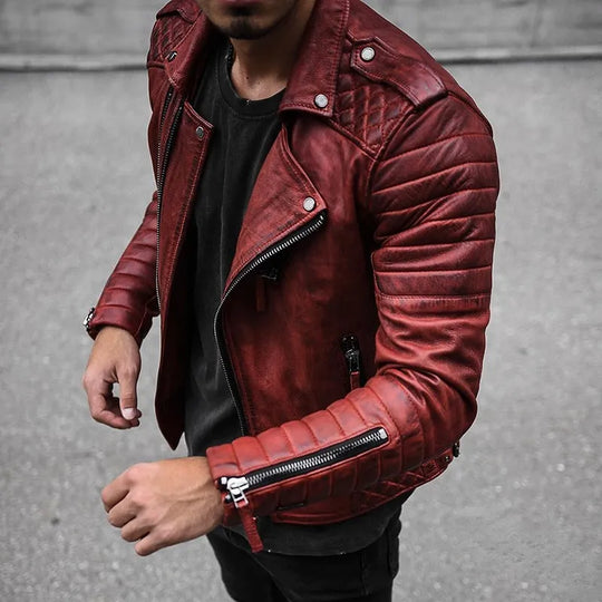 Herren Lederjacke Urbaner Stil Hochwertiges Leder Schwarz-4