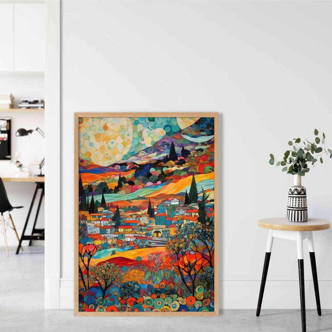 Abstrakter Kunstdruck Stadtlandschaft Mosaik Stil Moderne Kunst Bilder Kaufen 1