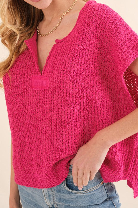 Ärmelloser Pullover für Damen in Fuchsia 1
