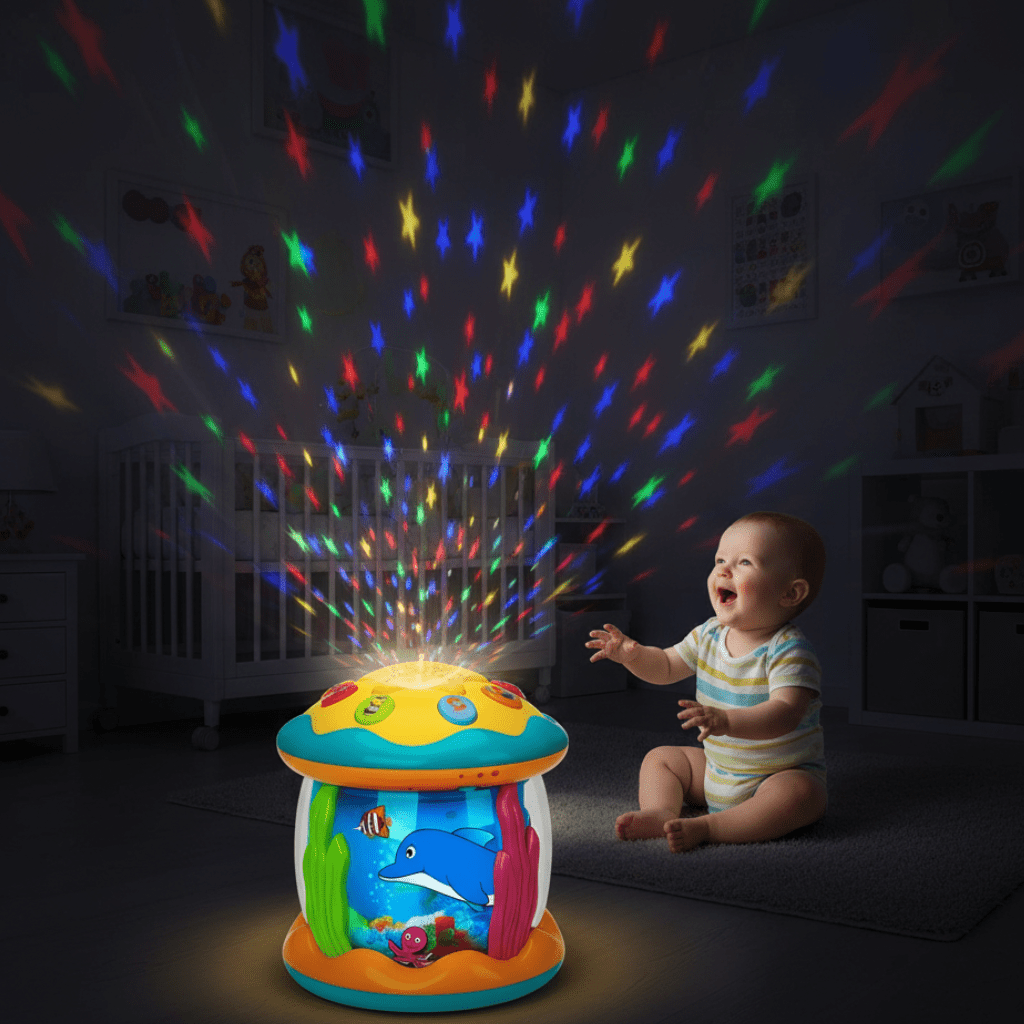 Babyspielzeug Trommel mit Licht und Klang für Babys ab 6 Monate, Spielzeug ab 1 Jahr, Fördert motorische Fähigkeiten 0