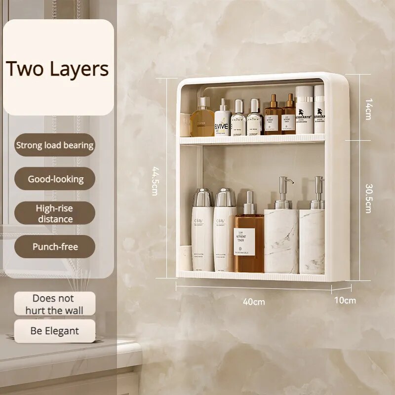 Badezimmer Regal Schmal Wandmontiert Ohne Bohren – Platzsparendes Organizer Regal für Utensilien 0
