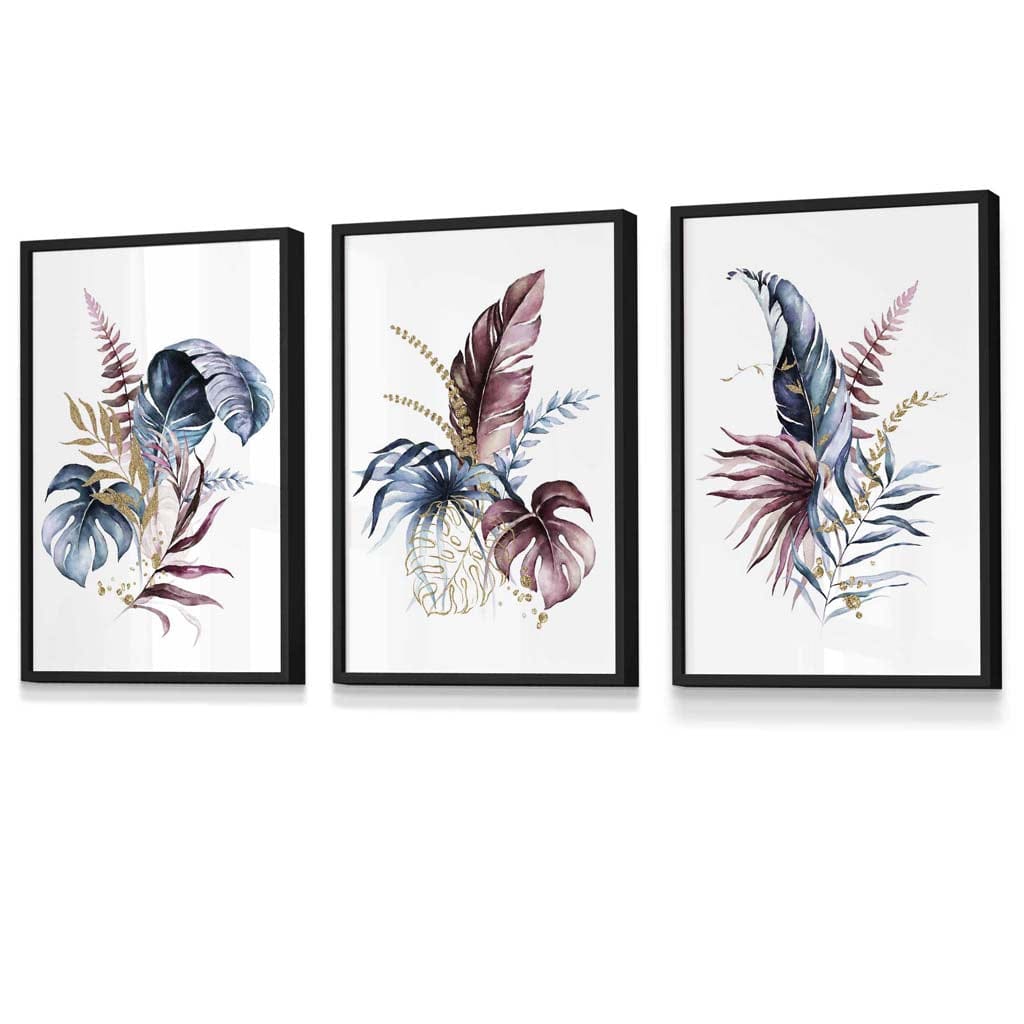Botanisches Wandkunst Set mit 3 Gerahmten Drucken in Modernem Stil 0