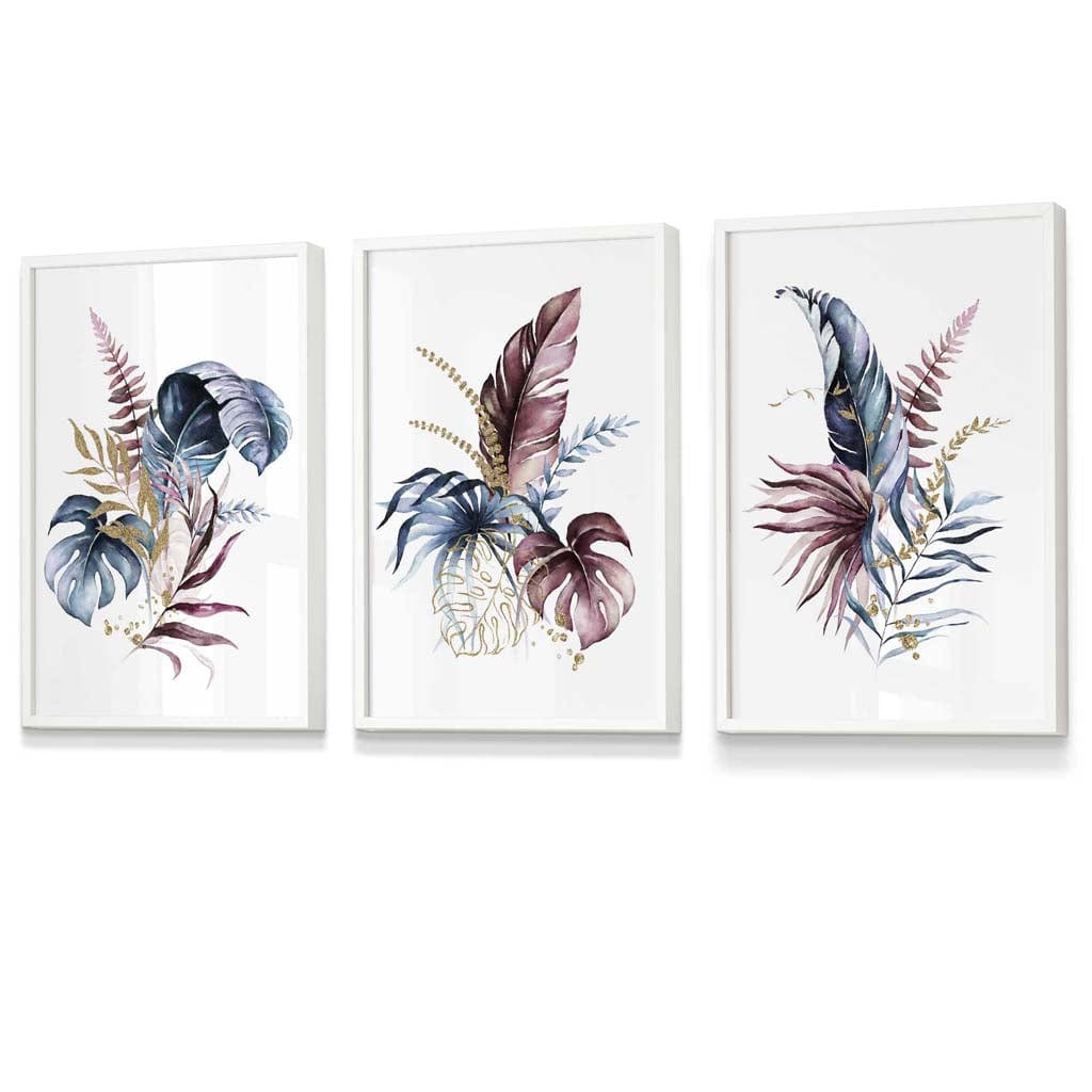 Botanisches Wandkunst Set mit 3 Gerahmten Drucken in Modernem Stil 3