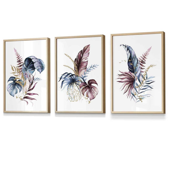 Botanisches Wandkunst Set mit 3 Gerahmten Drucken in Modernem Stil 6