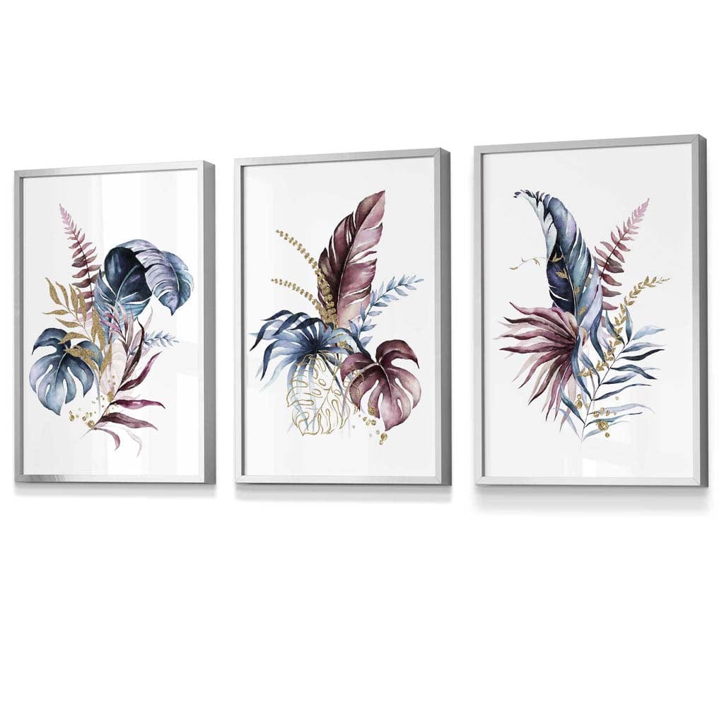 Botanisches Wandkunst Set mit 3 Gerahmten Drucken in Modernem Stil 9