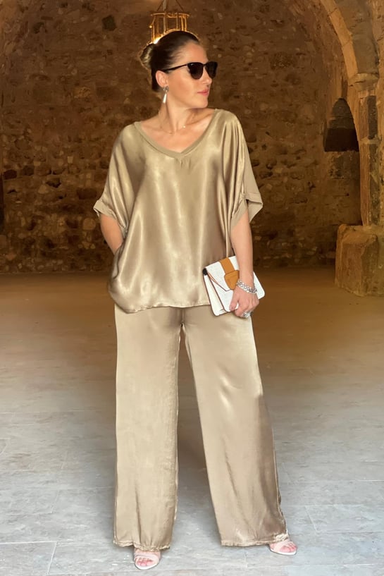 Variant image for Damen Anzug Set Elegantes Satin Zweiteiliges Outfit-17