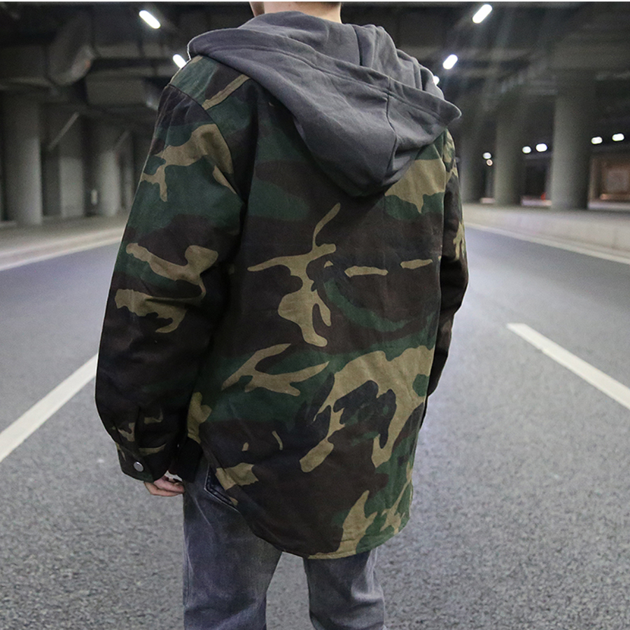 Herren Hoodie Modern Fit Camouflage Baumwolle-2