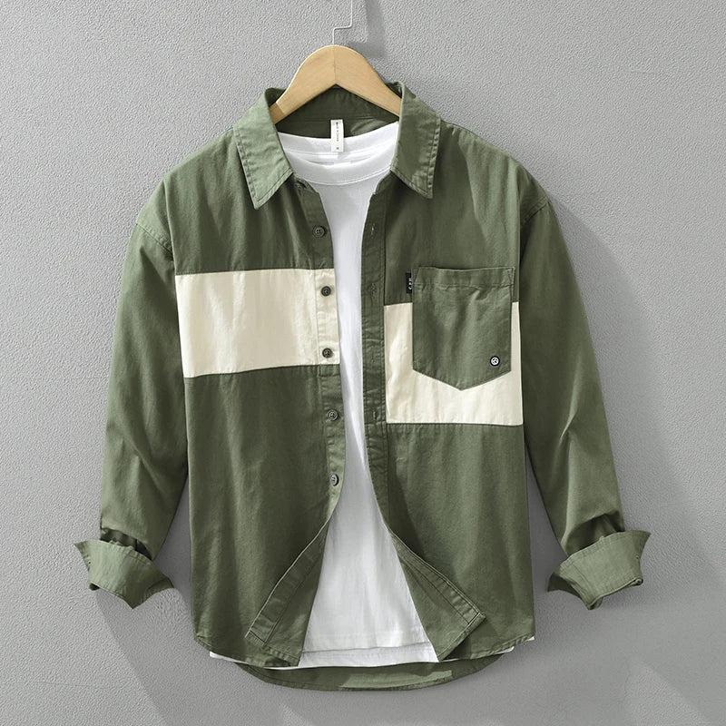 Herren Shirt Patchwork Modern Baumwolle 2