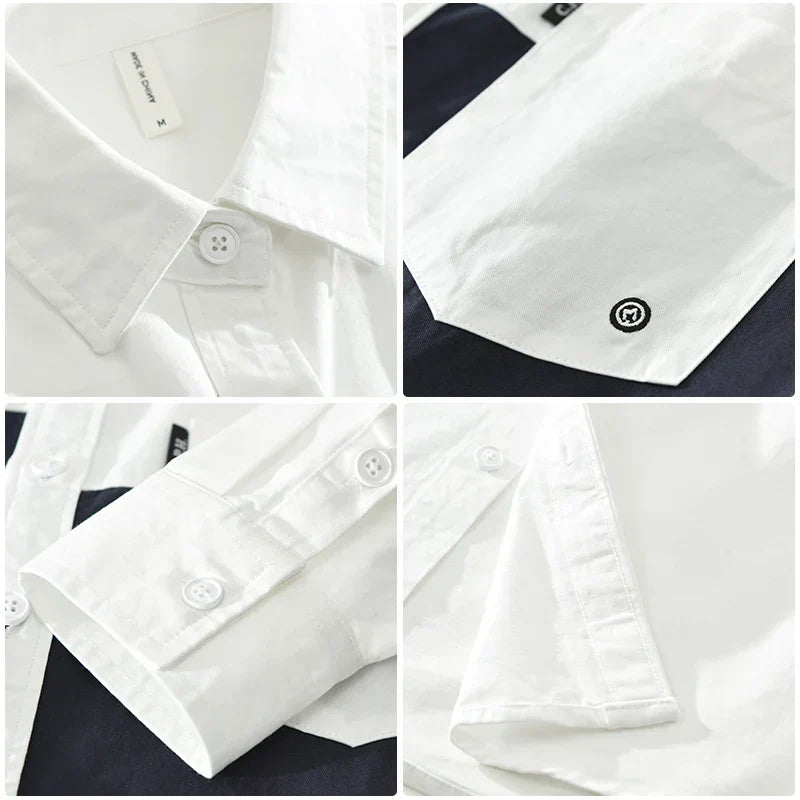 Herren Shirt Patchwork Modern Baumwolle 6