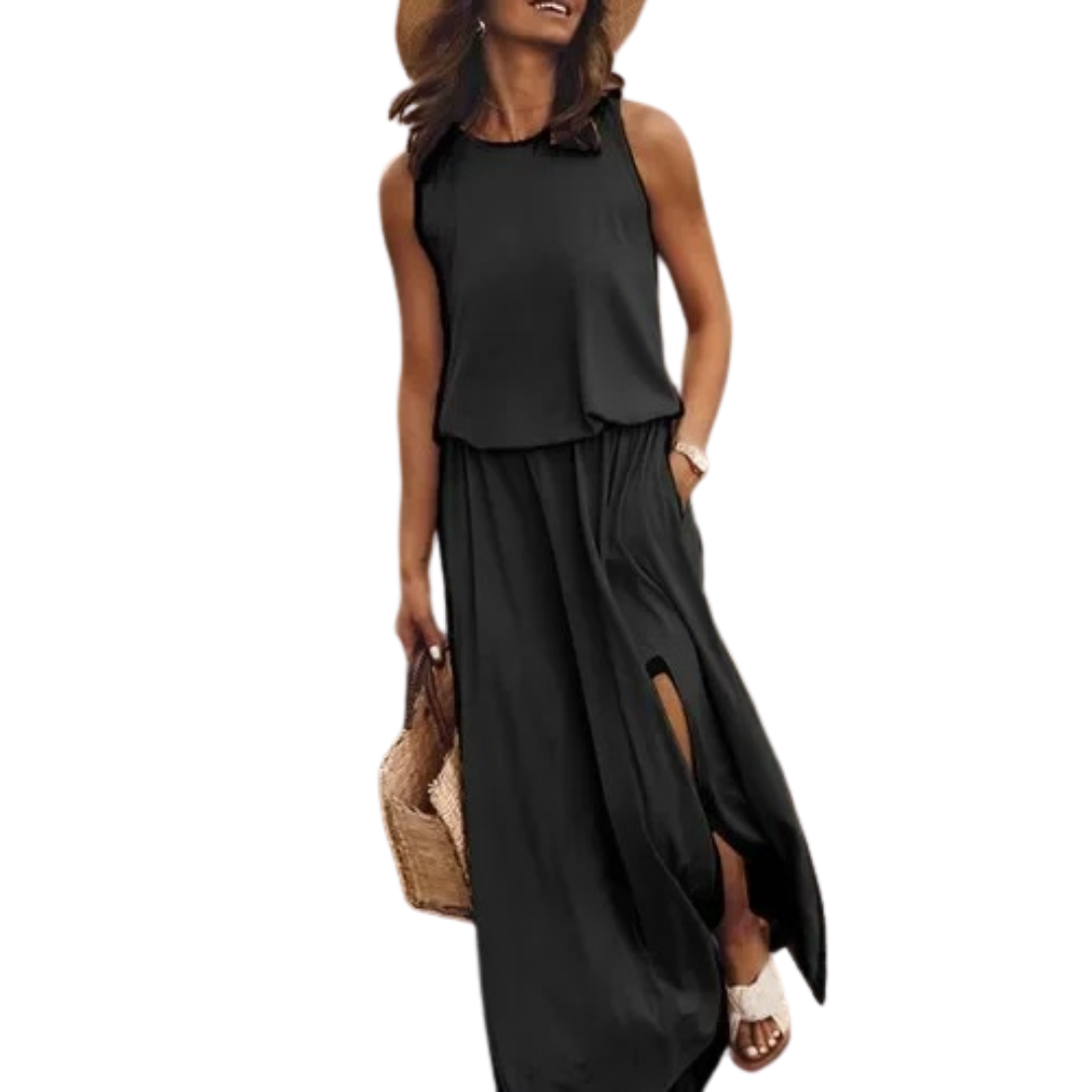 Lässiges, ärmelloses Kleid mit Schlitz für Damen