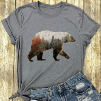 Damen Baumwolle Bär Tee