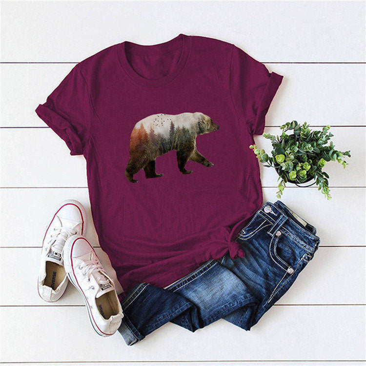 Damen Baumwolle Bär Tee