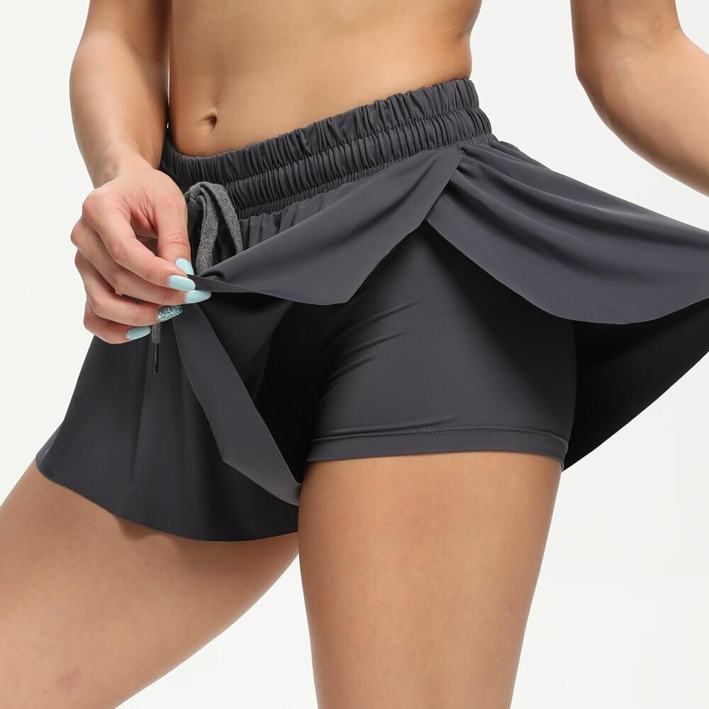 Damen 2-in-1 Fitness Shorts Atmungsaktiv für Sport und Freizeit 7