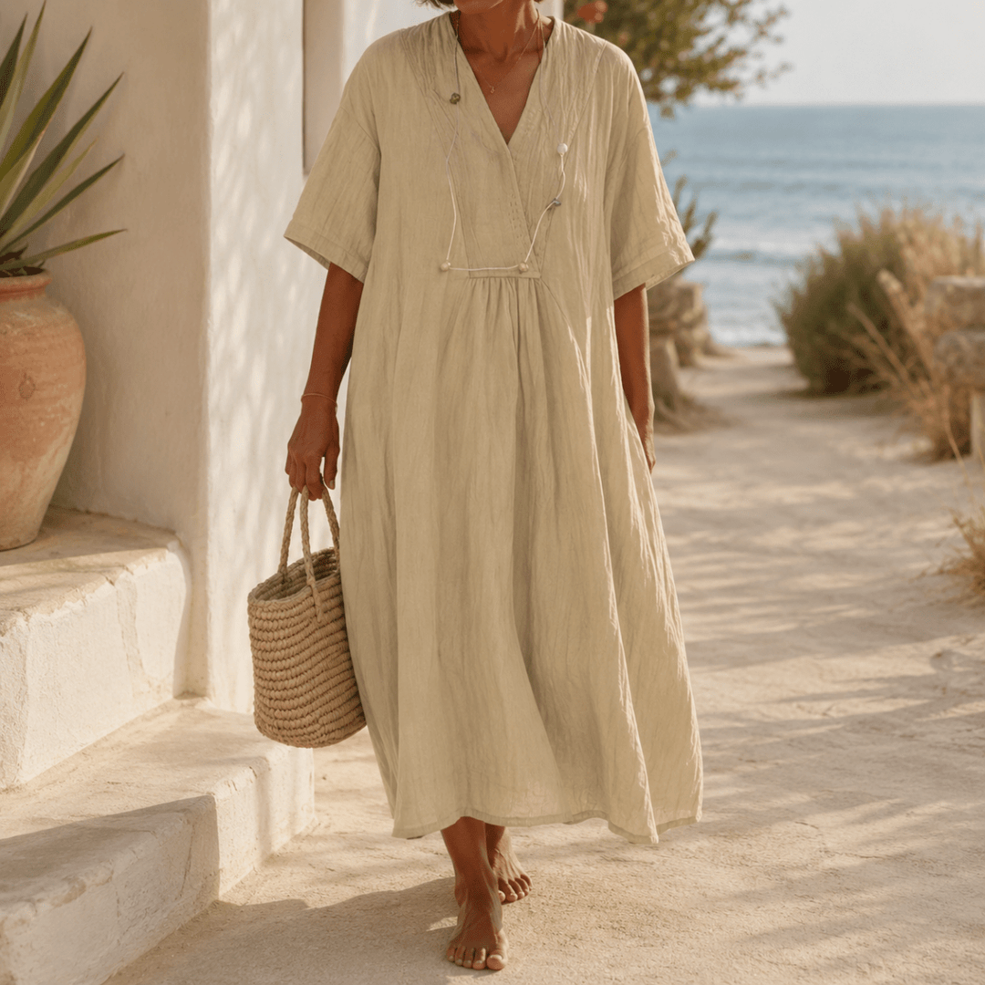 Damen A-Linie Kleid mit V-Ausschnitt für Sommerliche Anlässe 6