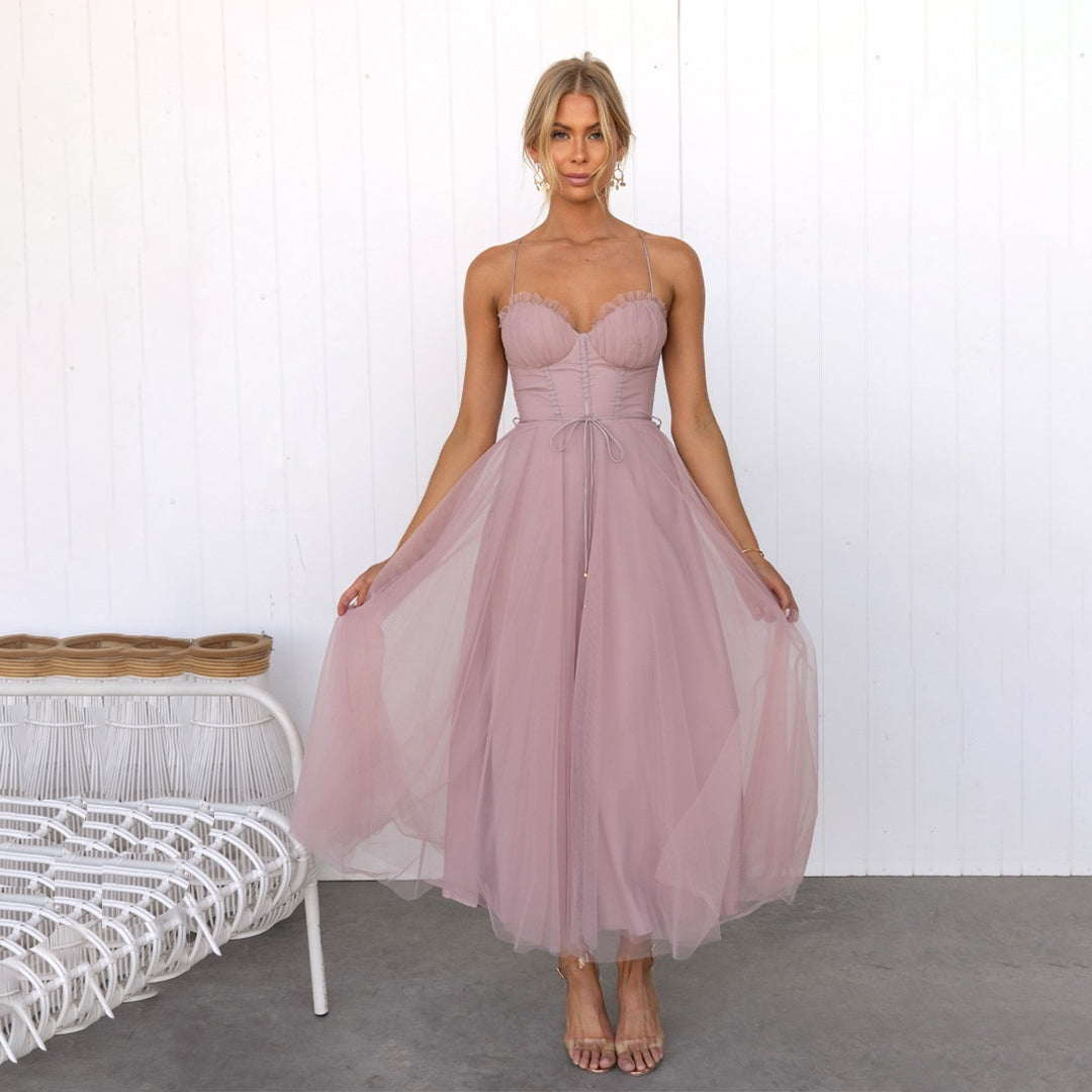 Damen Abendkleid Midi Festlich Hochwertige Stoffe 2