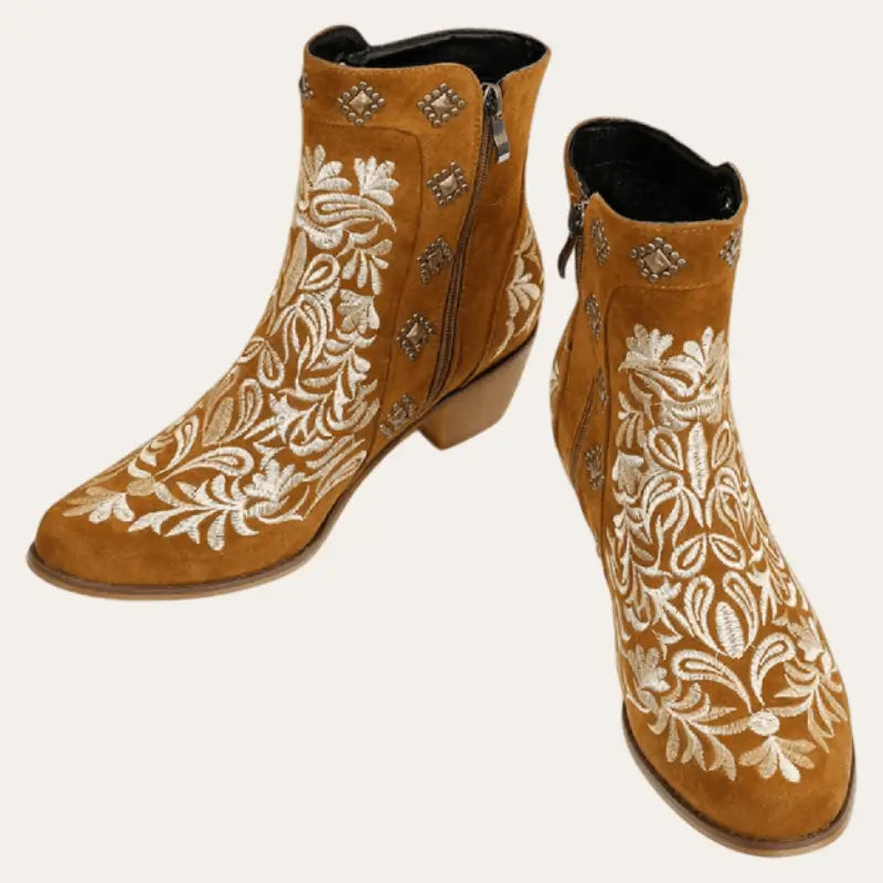 Damen Ankle Boots Traditioneller Westernstil Kunstleder 1