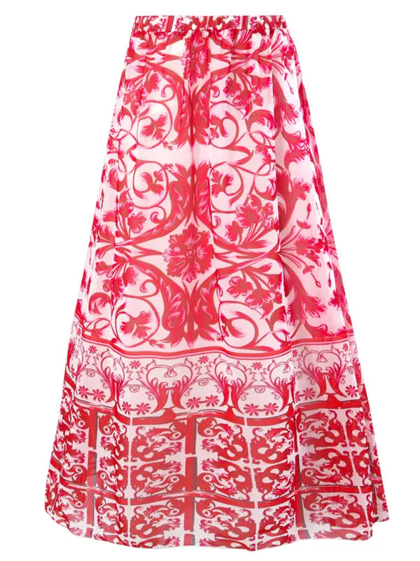 Damen Badeanzug mit Rock und Blumenmuster 7