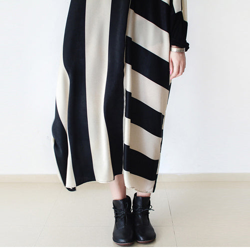 Damen Baggy Kleid Gestreift 5