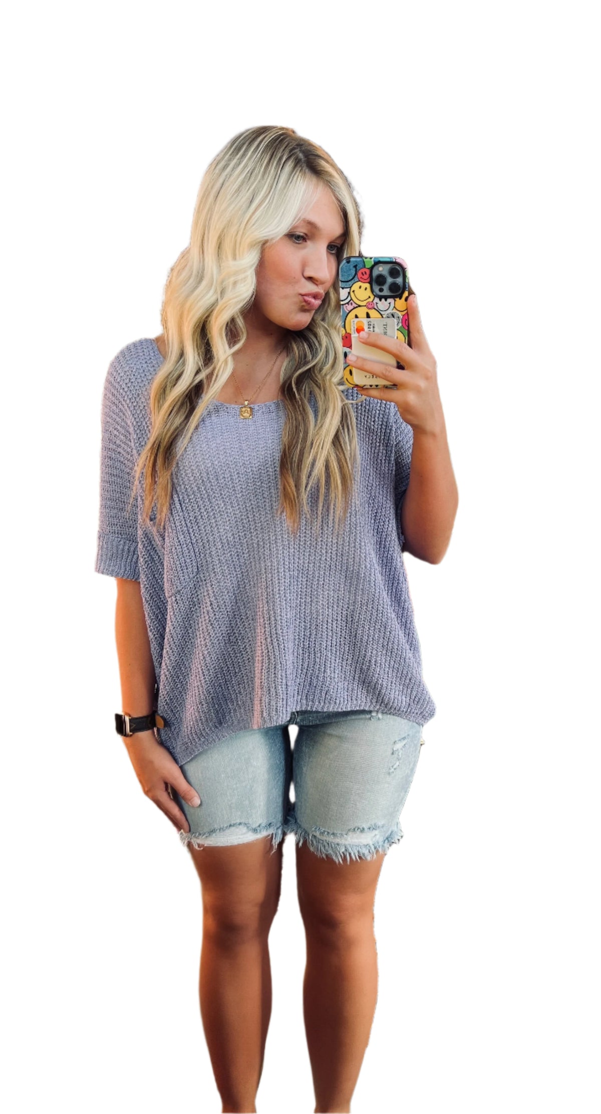 Damen Bermuda Shorts Ultra Hohe Taille Distressed Baumwolle 0