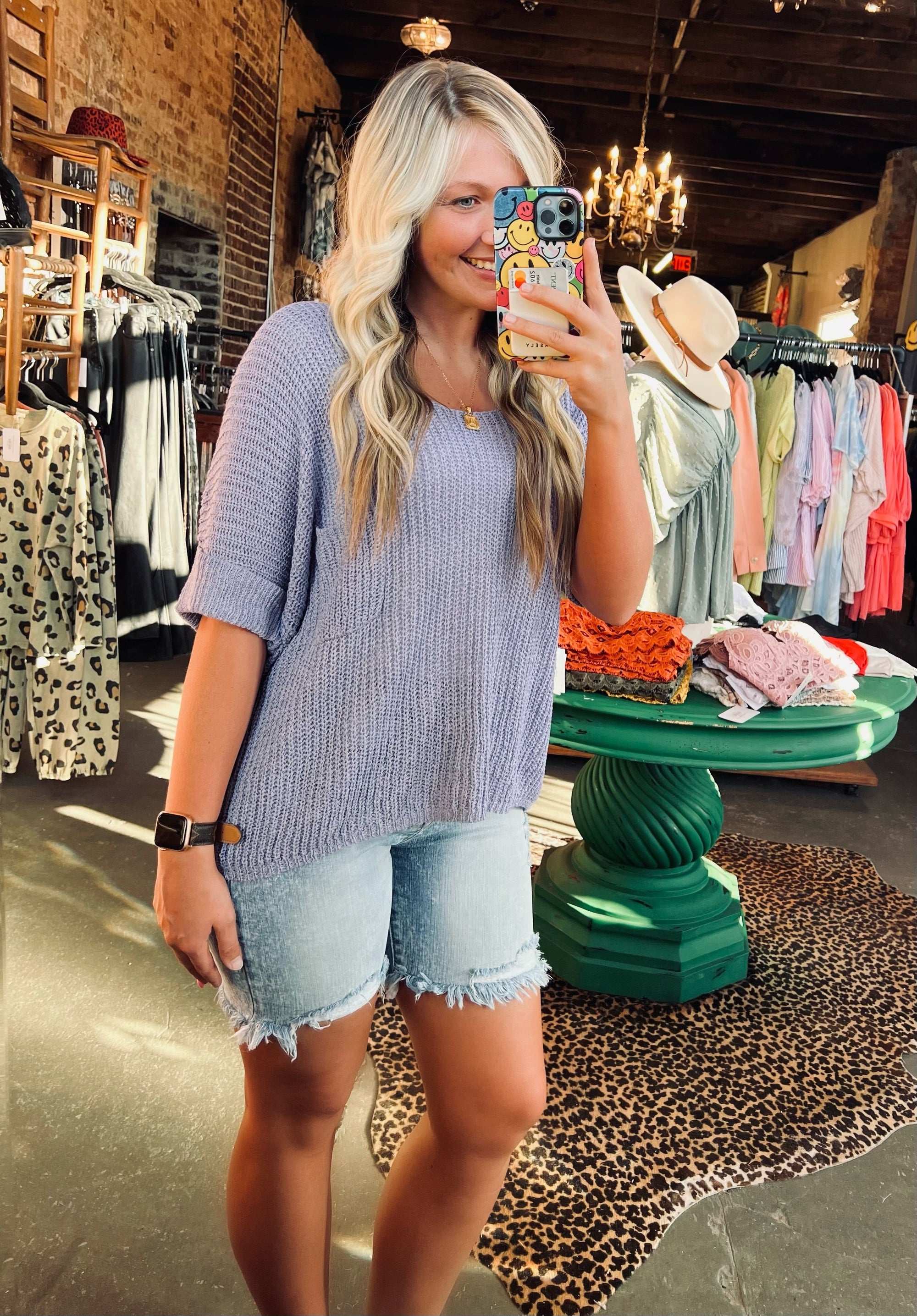 Damen Bermuda Shorts Ultra Hohe Taille Distressed Baumwolle 1