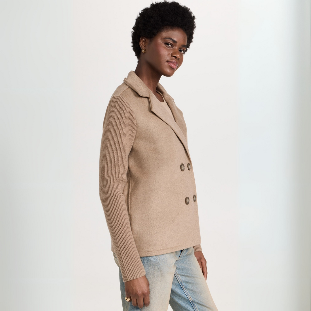 Damen Blazer Mantel Strickdesign Baumwollmischung 3