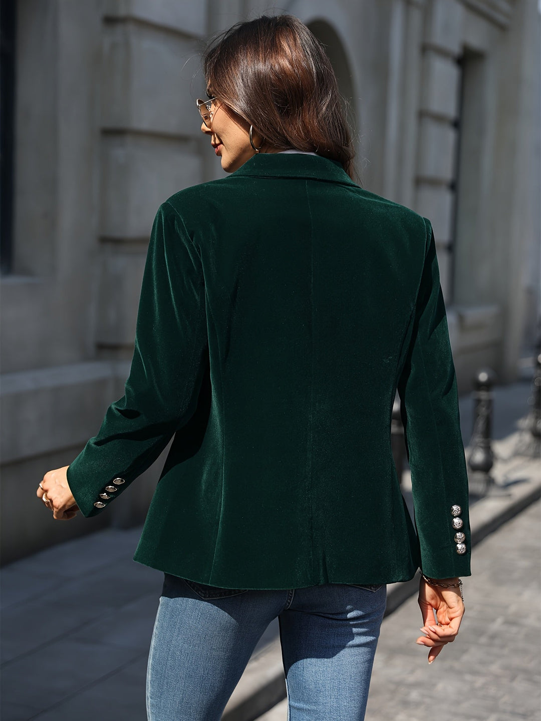 Damen Blazer Samt mit goldenen Knopfdetails 6
