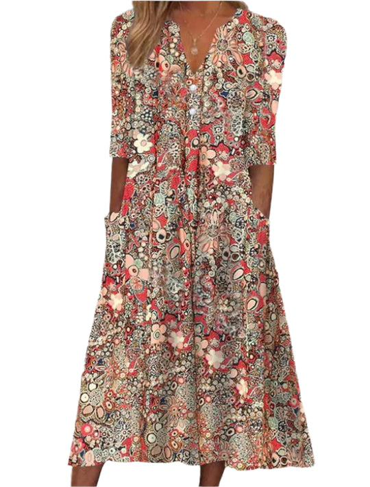 Damen Blumenkleid Modernes Design Leichter Stoff 0