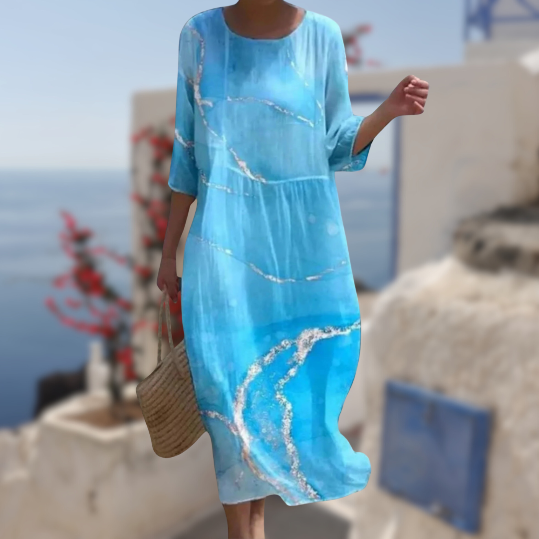 Damen Blumenmuster Kleid Elegante Baumwolle 4