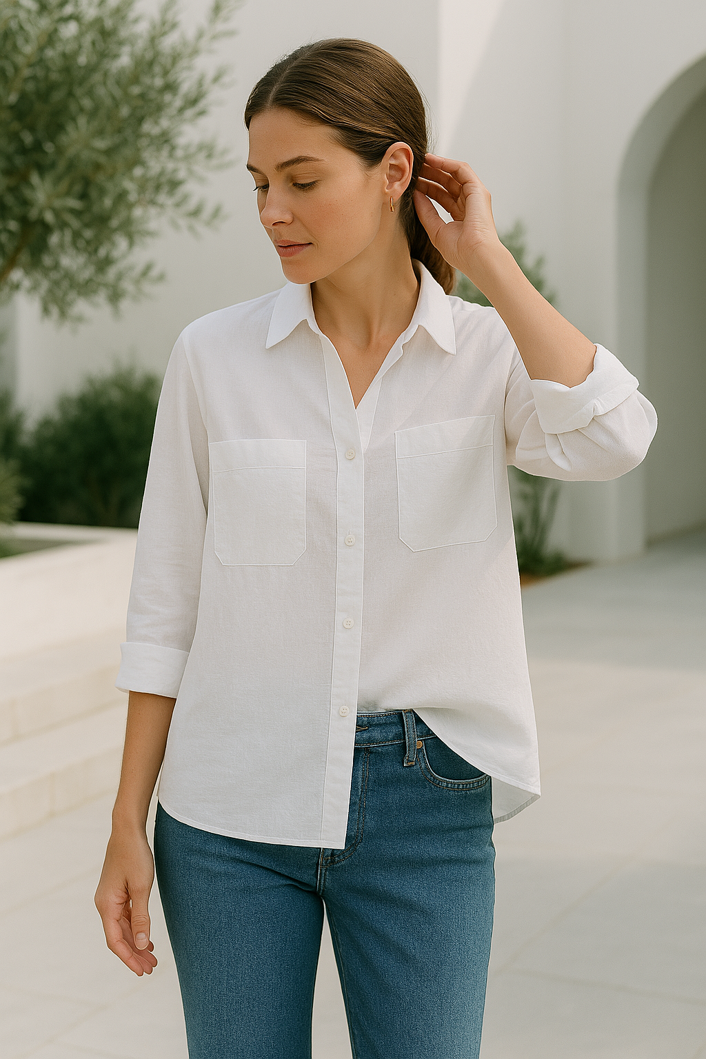 Damen Bluse Oversize Langarm Modernes Design Hochwertige Stoffe 2