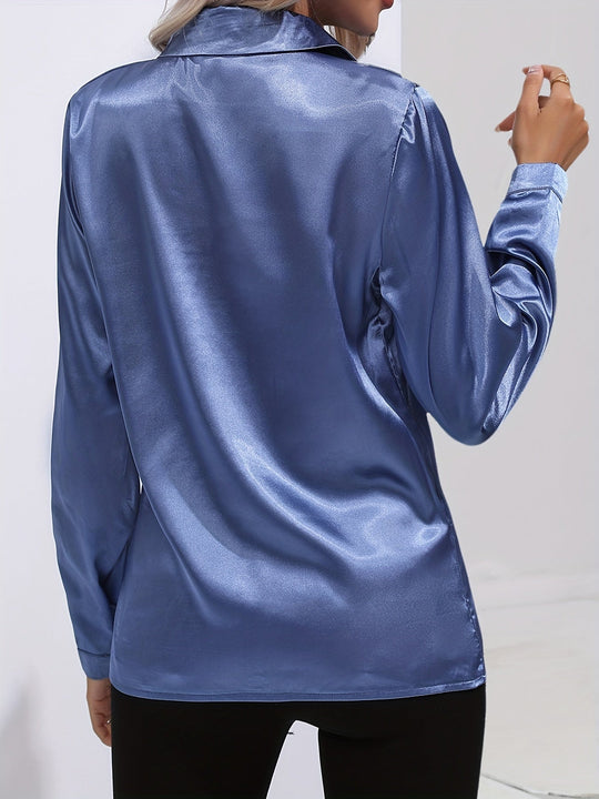 Damen Bluse Satin Chic Herbststil 1