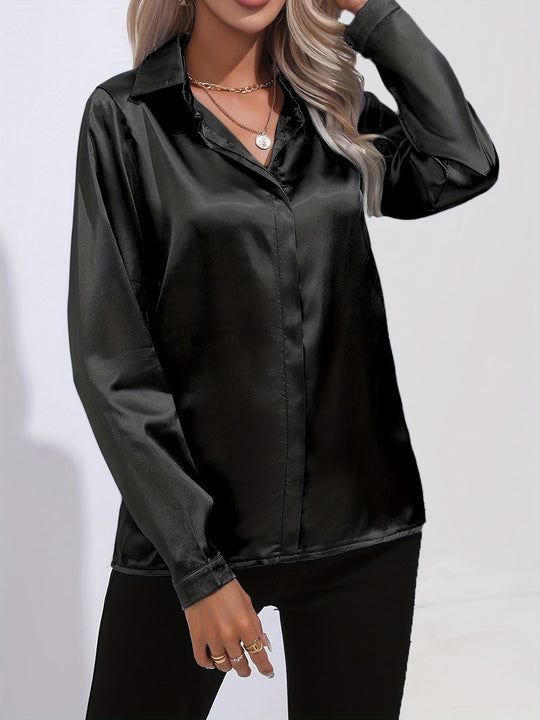 Damen Bluse Satin Chic Herbststil 4