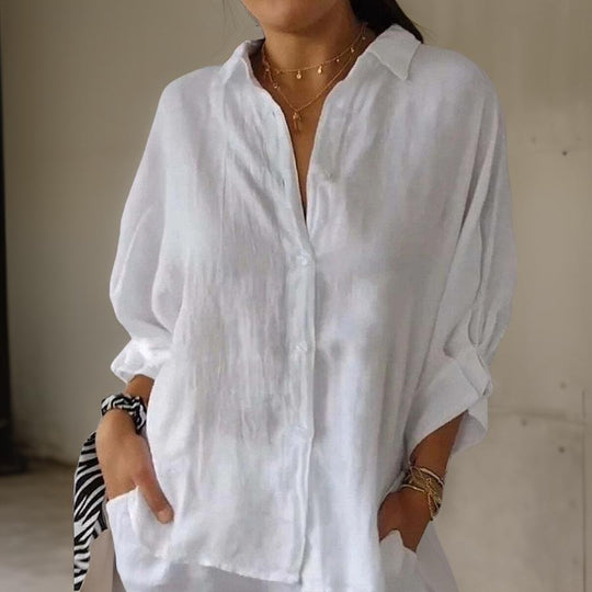 Damen Bluse Zeitlos Baumwollmischung 1