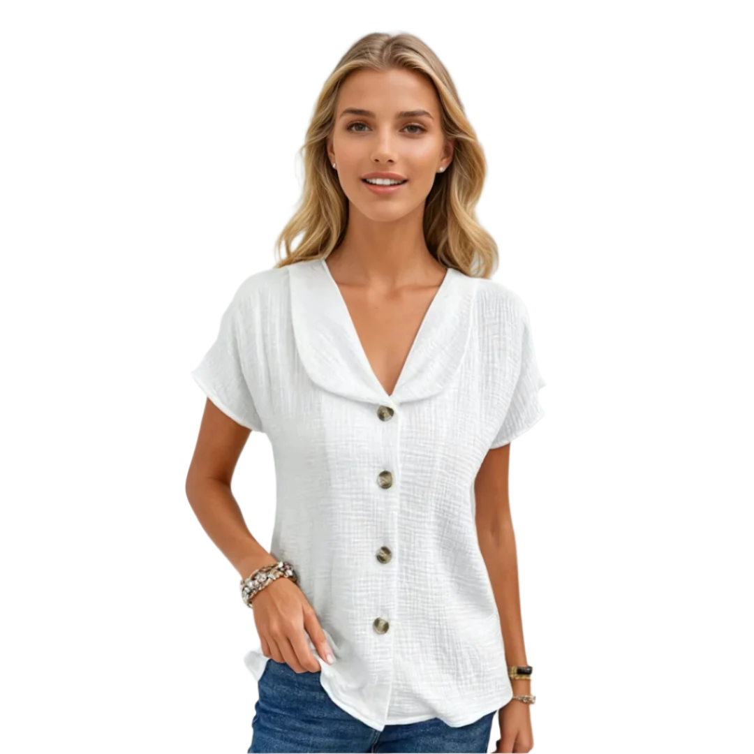 Damen Bluse mit Kragen und Knopfleiste aus atmungsaktivem Stoff 0