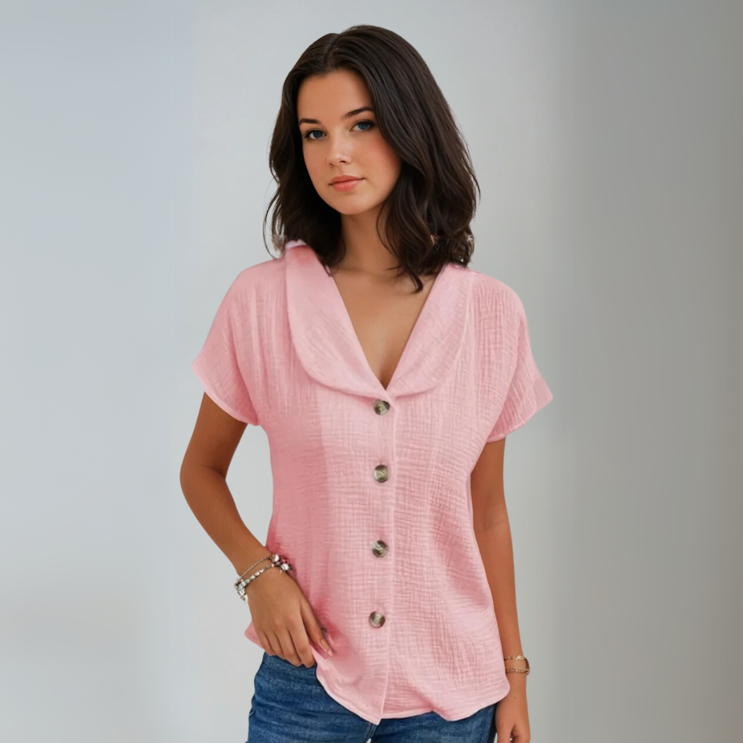 Damen Bluse mit Kragen und Knopfleiste aus atmungsaktivem Stoff 4