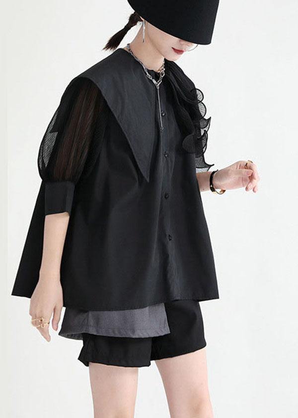 Damen Bluse mit asymmetrischem Design und halben Ärmeln 2