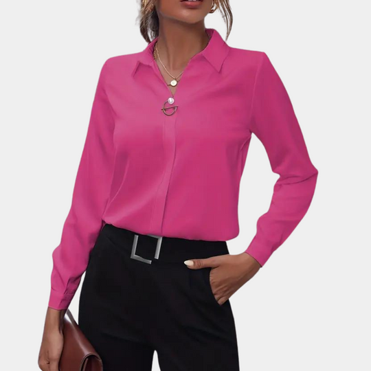 Damen Bluse mit klassischem Kragen und langen Ärmeln 4