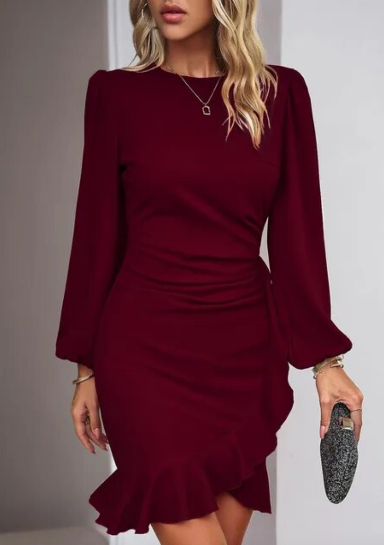 Damen Bodycon Kleid mit Rüschen 5