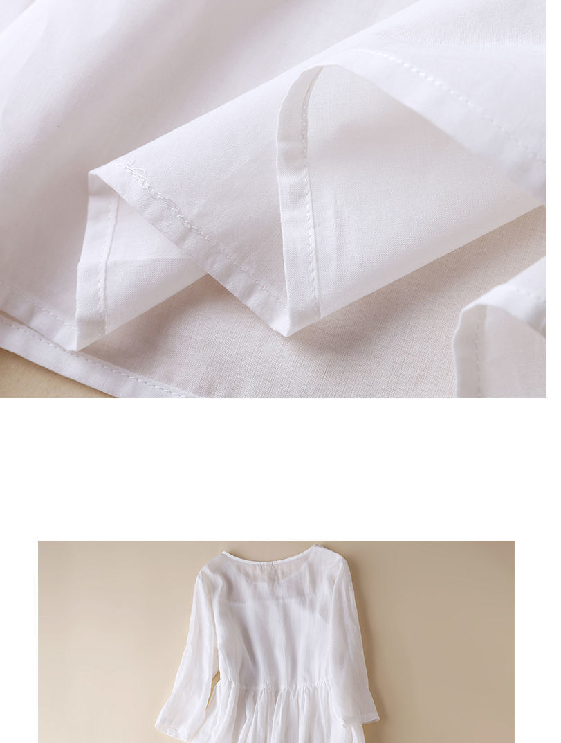 Damen Bohemian Kleid mit Baumwolle und Leinen 1