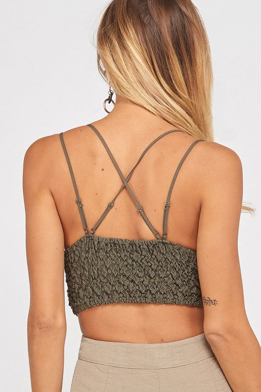 Damen Bralette mit Doppelträger und Spitzenbesatz in Grau 3